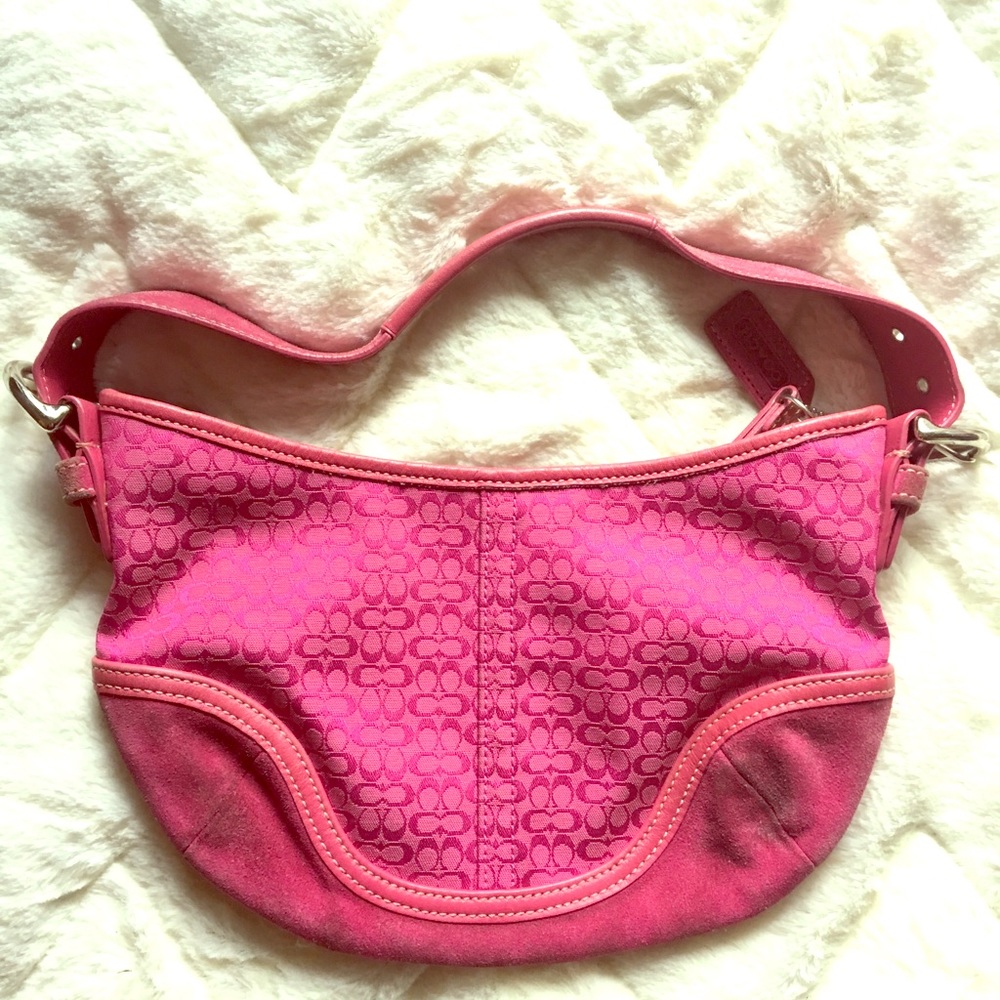 Coach signature fabric pink shoulder bag